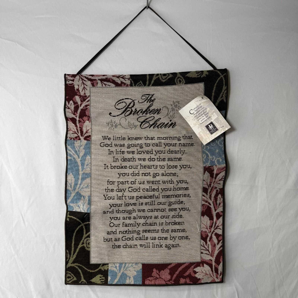 13x18in Wall Hang Tapestry Bannerette Broken Chain God Memorial Christian Decor