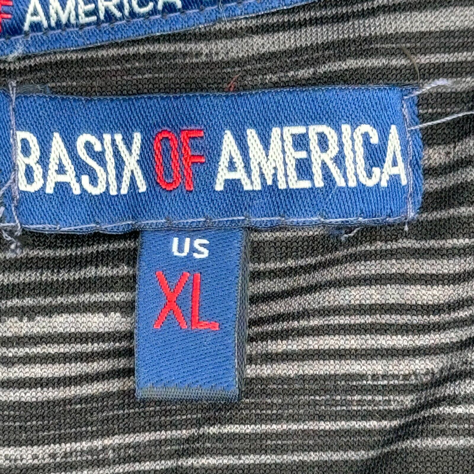 Basix Of America Mens Quater Zip Pullover Striped Jacket Gray Active Size XL
