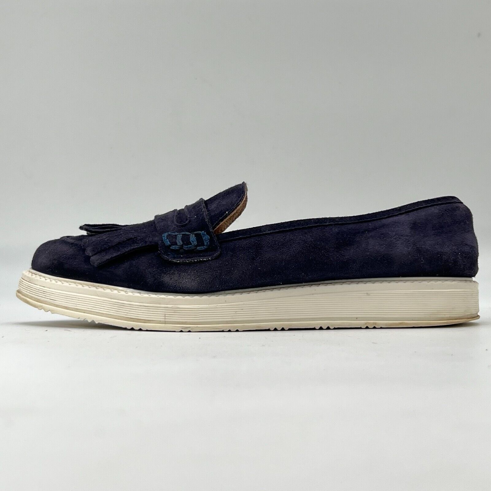 Anthropologie KMB  Womens Slip On Loafer Classic Casual Blue Suede Tassel Sz 7.5