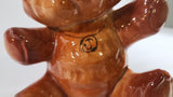 Intricate Ceramic "J" Painted Necklace High Gloss Silly Brown Bear Figurine