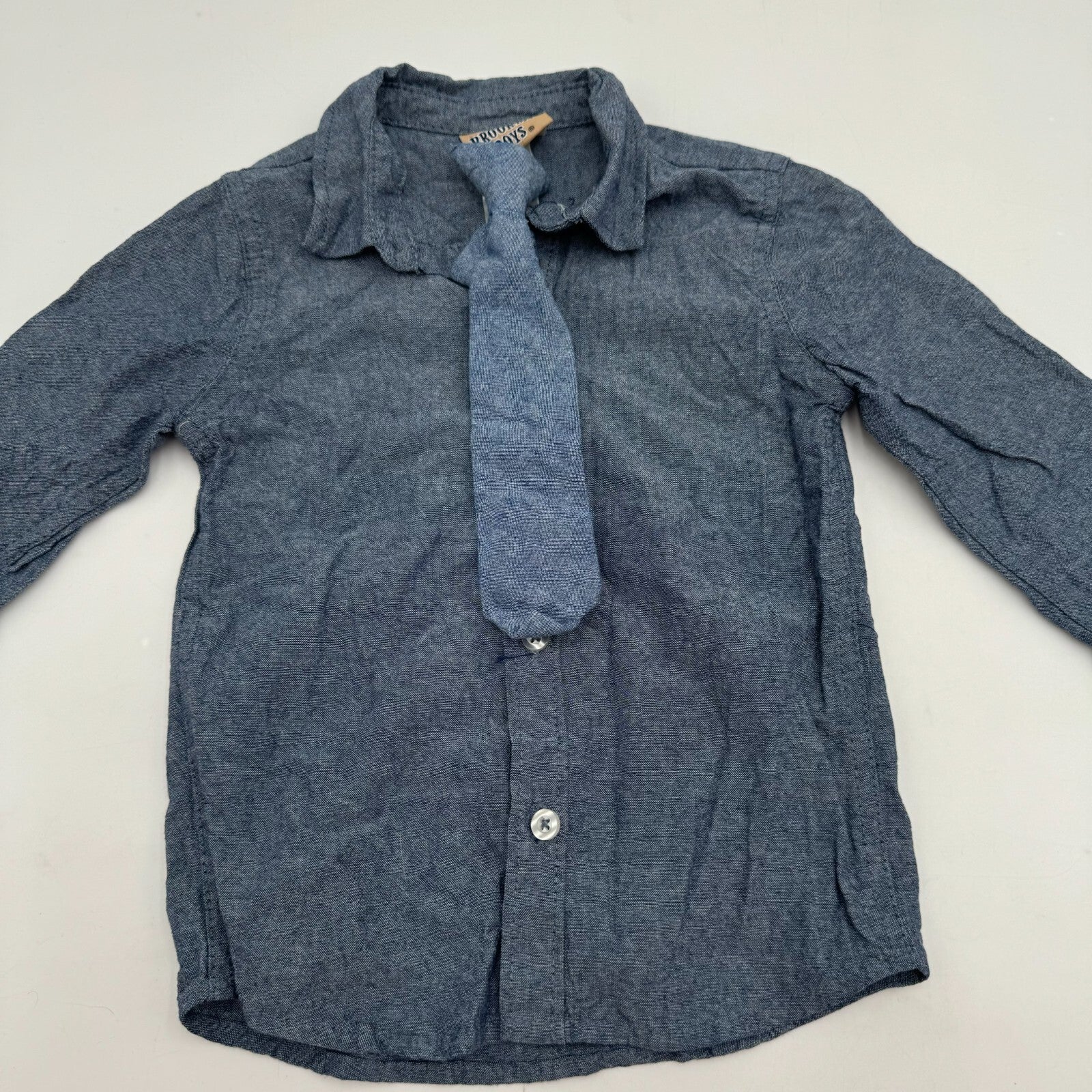 Brooklyn Boys 3pc Outfit Kids Dress Clothes Blue Button Up Tan Toddler Size 3T