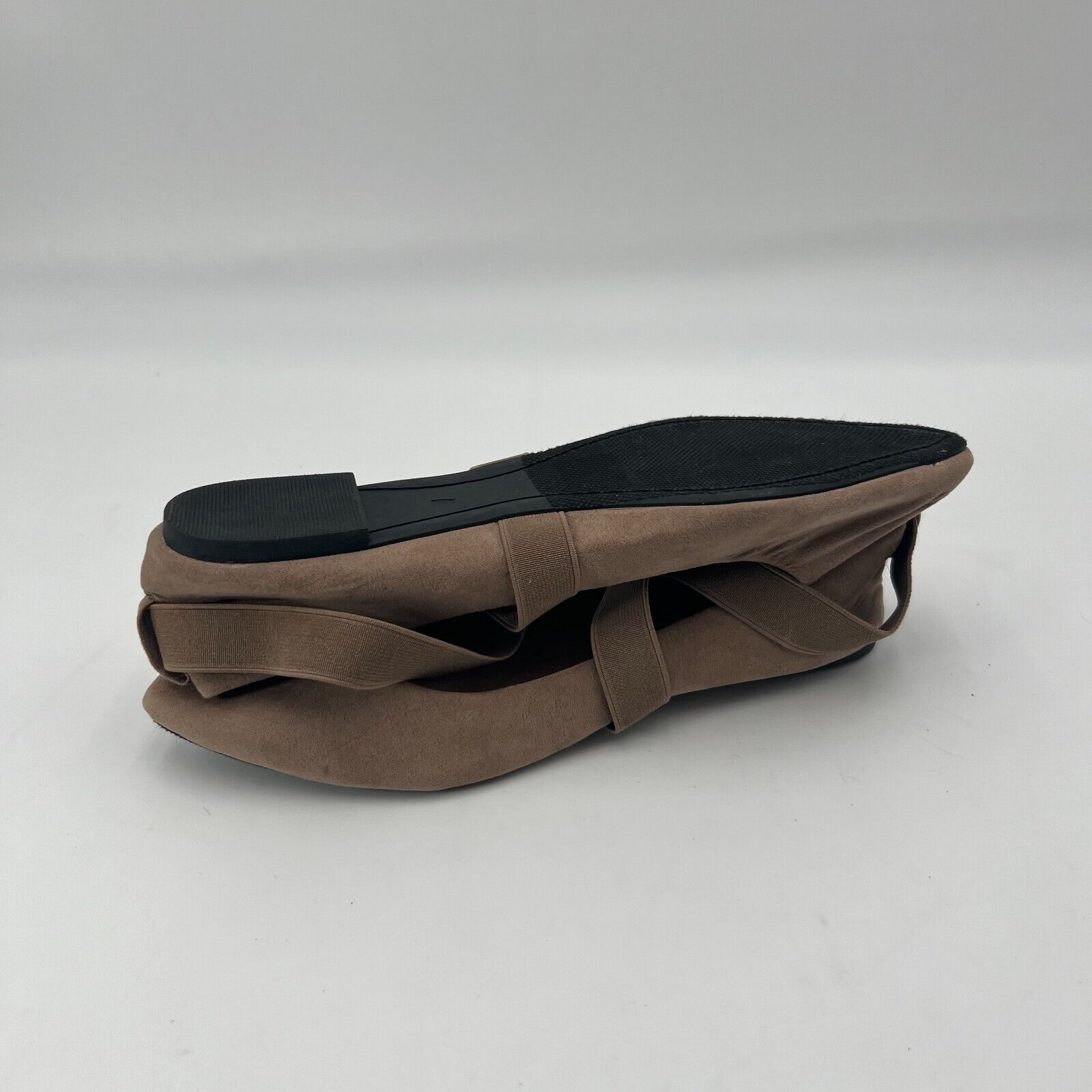 Charles Albert Womens Elastic Straps Suede Ballet Style Flat Brown Size 7