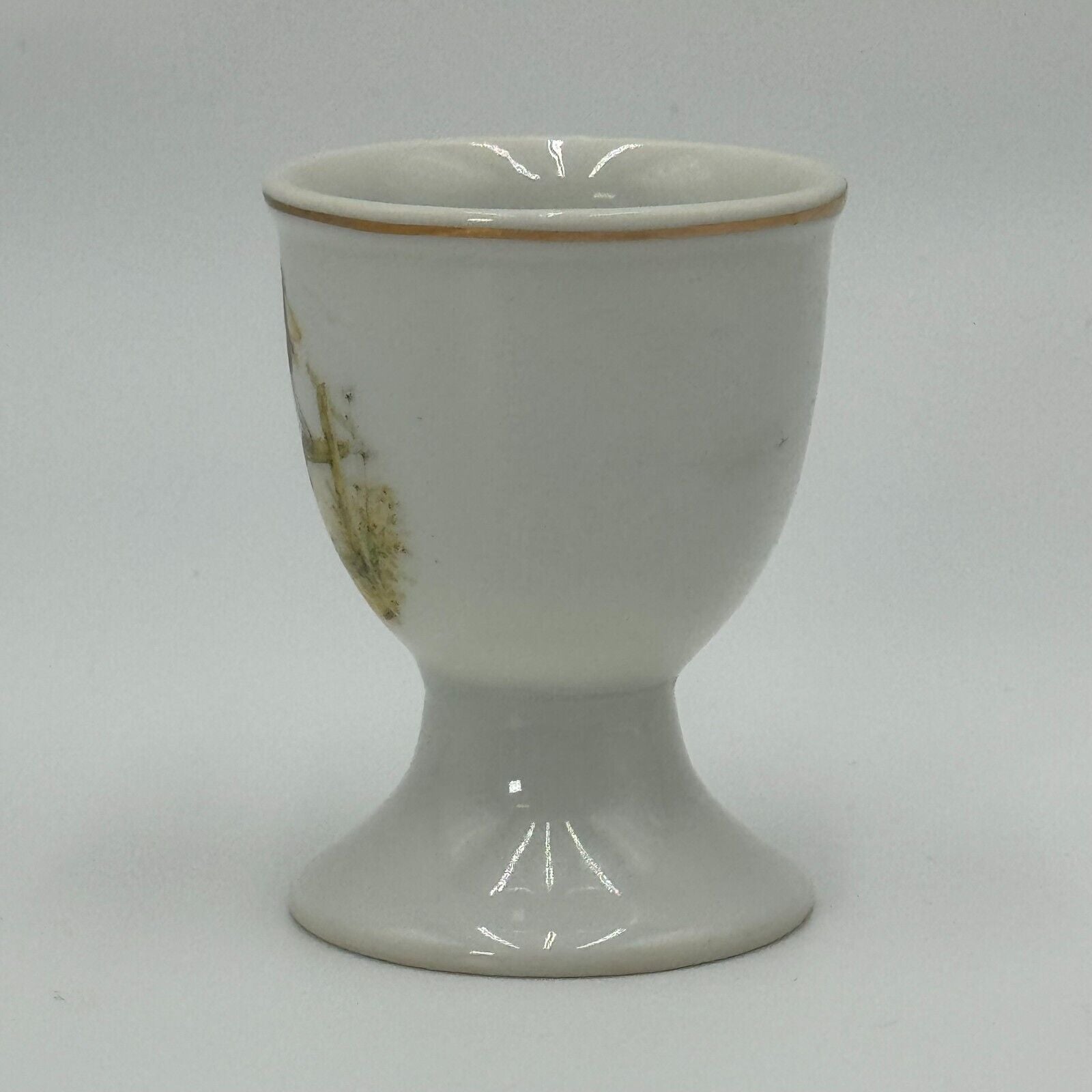 Vintage Gilded Gold Rimmed Porcelain Holly Hobbie Sitting Painted Egg Cup 2.5”