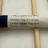 Lot of 6 Christian Flags 12x18" White Banner Blue with Red Cross on 25" Pole NEW