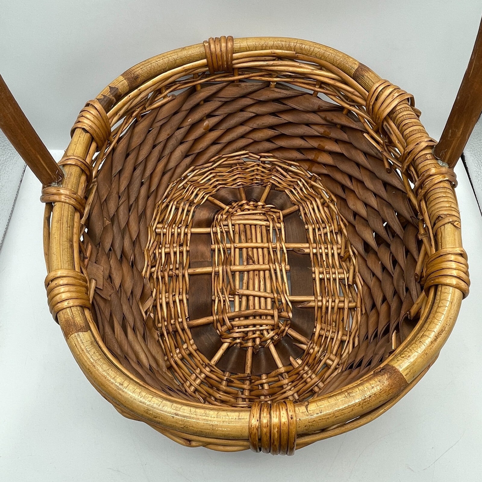 Lot of 2 Vintage Handwoven Multifunctional Wood Baskets