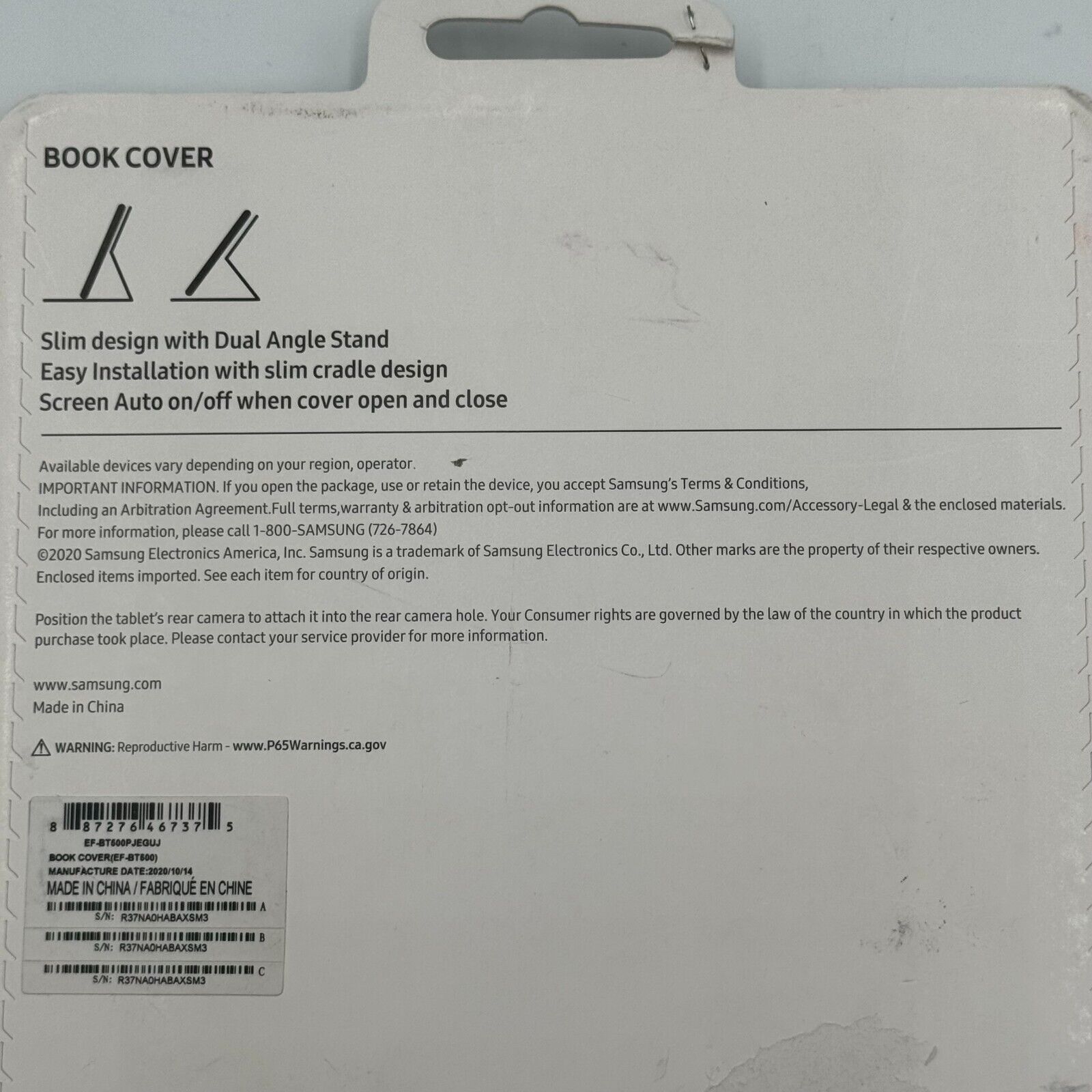 Genuine OEM Samsung Galaxy Tab A7 Book Cover Gray Folio Case Stand