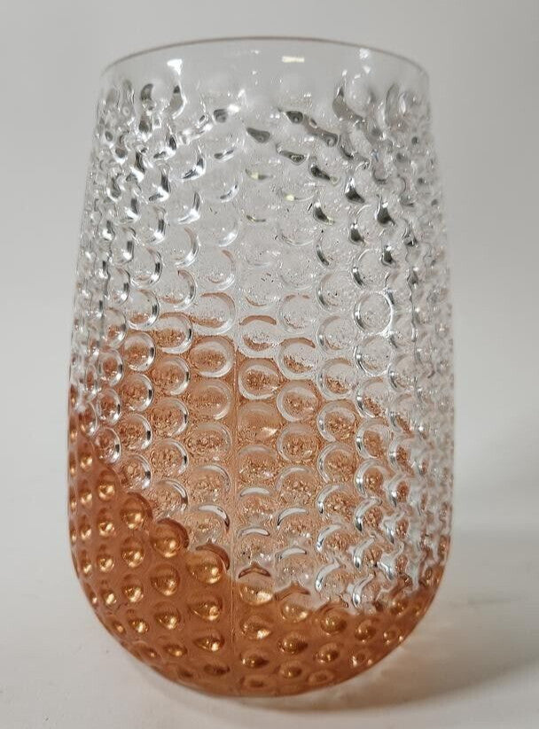 Decorative Cylinder Shaped Modern 7.5" Vase W/ Bronze & Clear Bubble Impressions