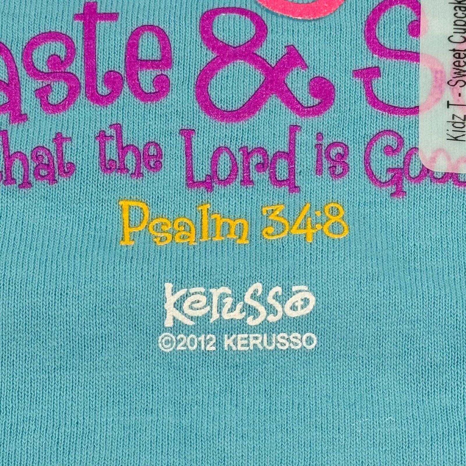 Kerusso Kids Crewneck Printed Cupcake & Christian Verse T-Shirt Blue Size 5T NWT