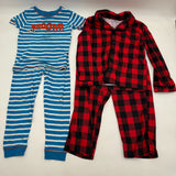 Pair of Carter’s Pajama Sets Vroom Race Car Blue Stripes Red Checkered Size 5T