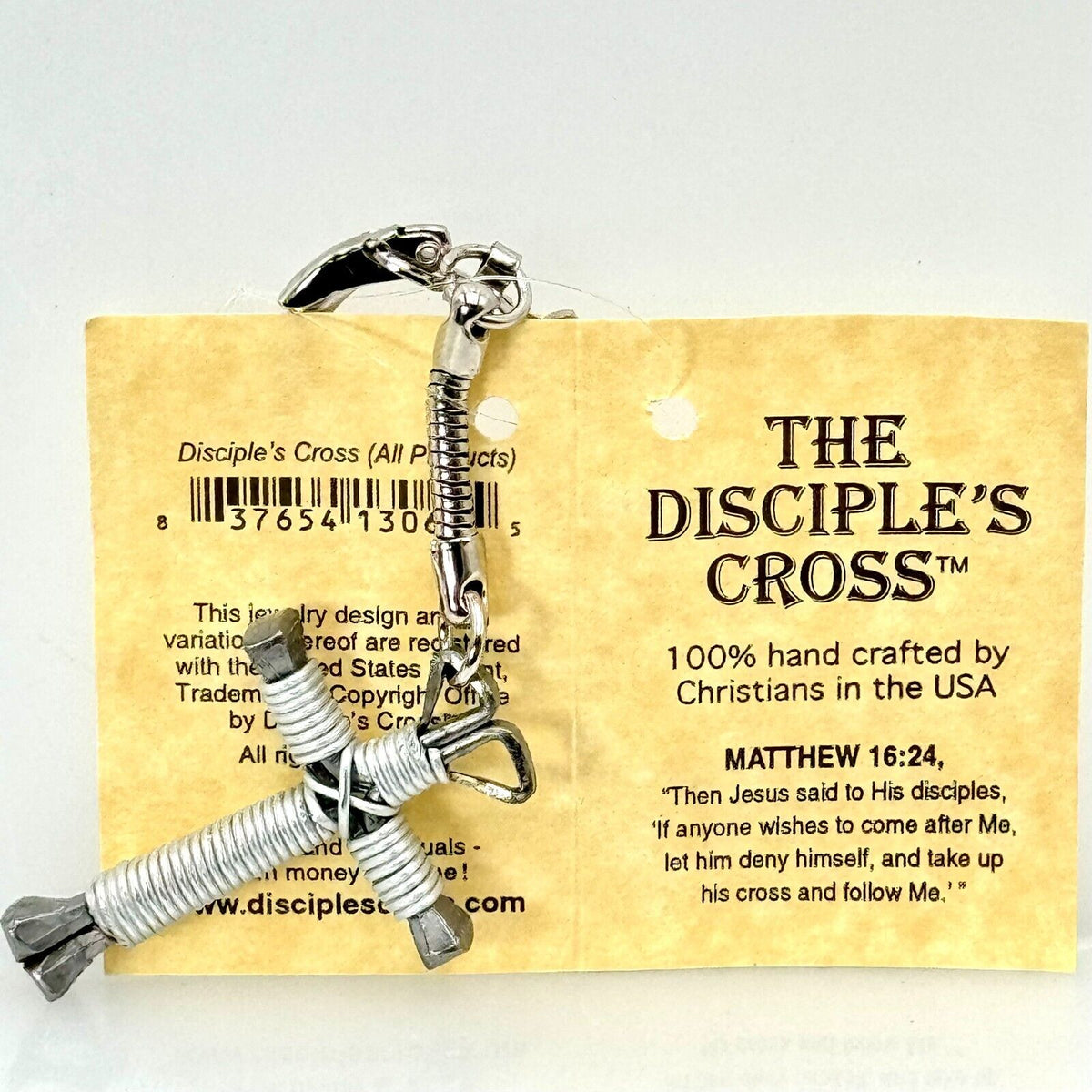 Disciple’s Cross Hand Crafted Metal USA Christian Art Silver Keychain NWT