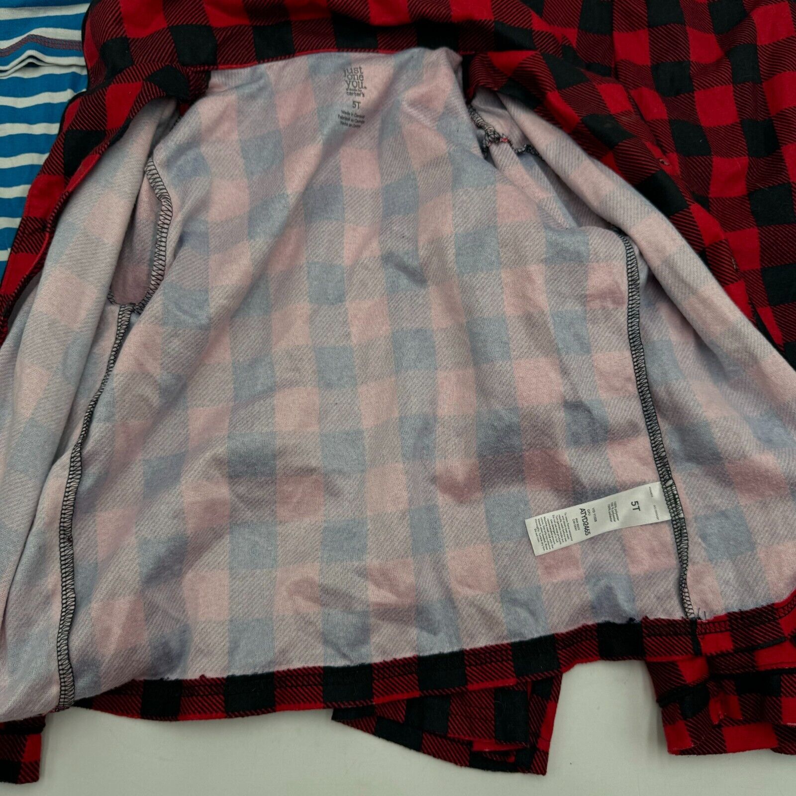 Pair of Carter’s Pajama Sets Vroom Race Car Blue Stripes Red Checkered Size 5T