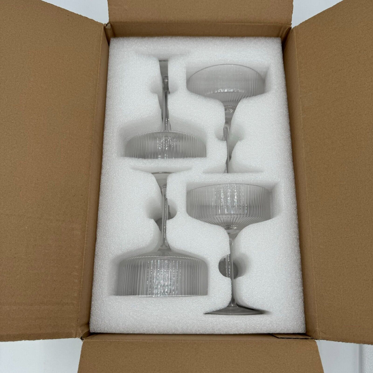 Cocktail Glasses Set of 4 Handmade Glass Ripples Design Chamagne Dining New