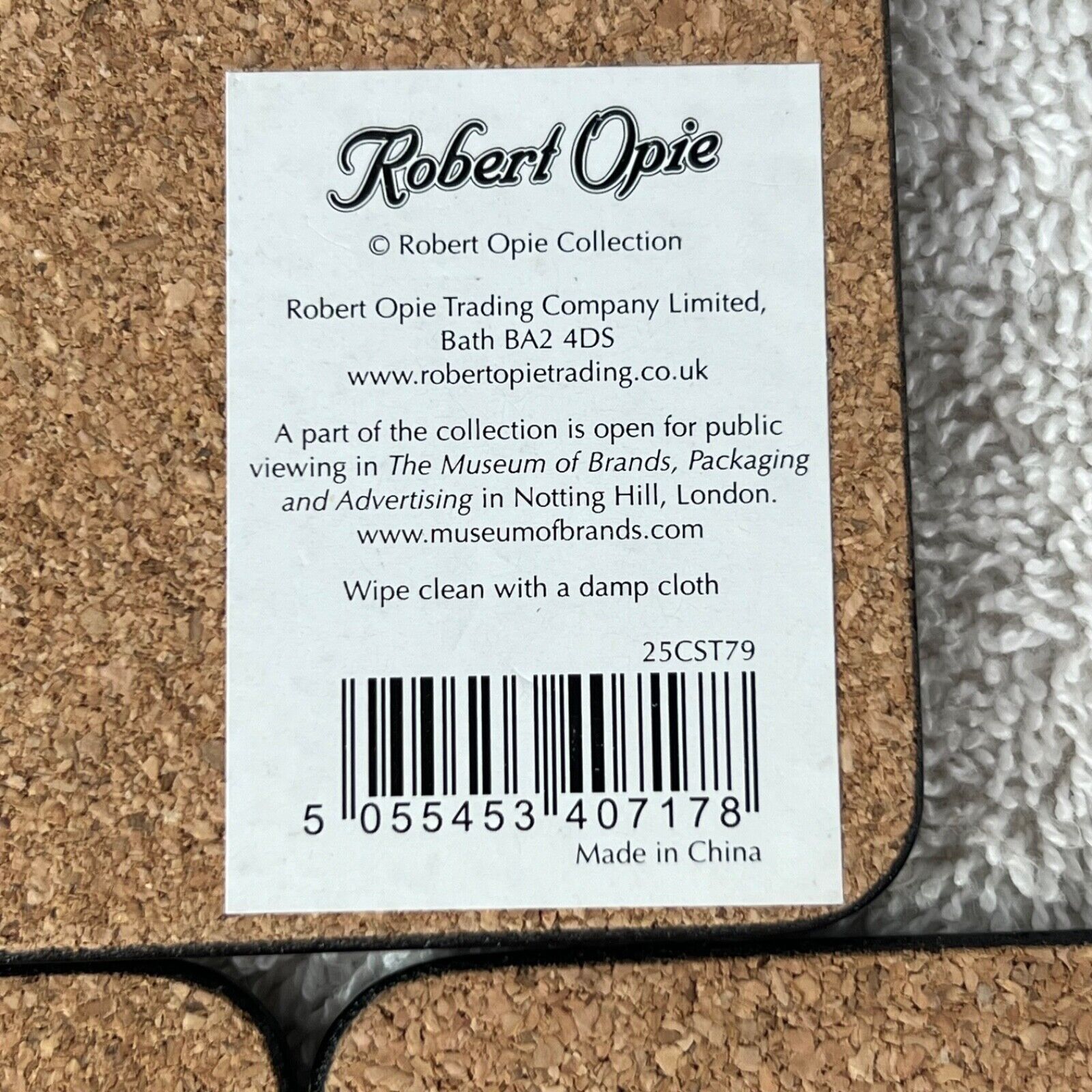Robert Opie Vintage Style Set of 5 Cork Coasters Home Decor Washable Stackable