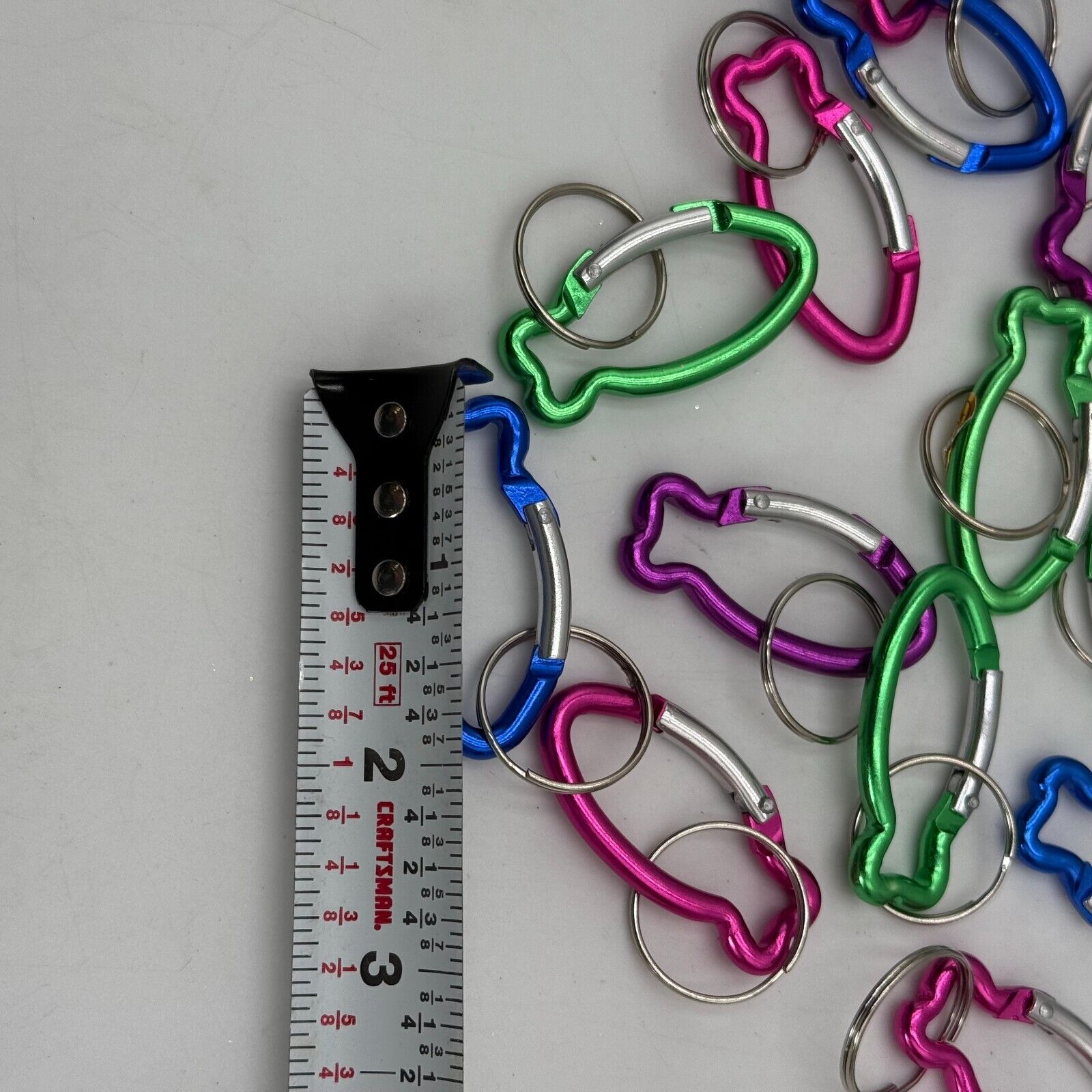 15pc Key Chains Lanyards Fish Shaped Carabiners Pink Purple Green Blue New