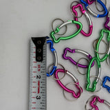 15pc Key Chains Lanyards Fish Shaped Carabiners Pink Purple Green Blue New