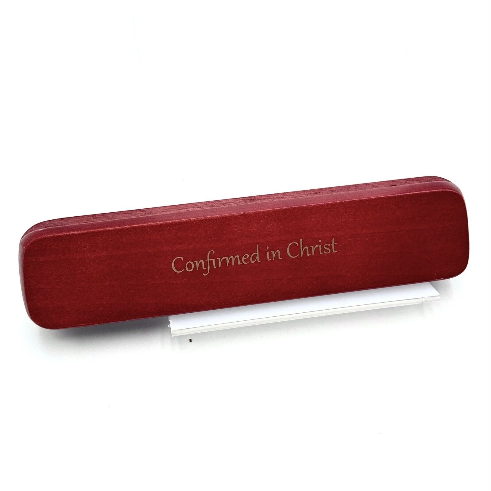 Solid Wood Cherry Case Fancy Decorative Matching Pen Catholic Confirmation Gift