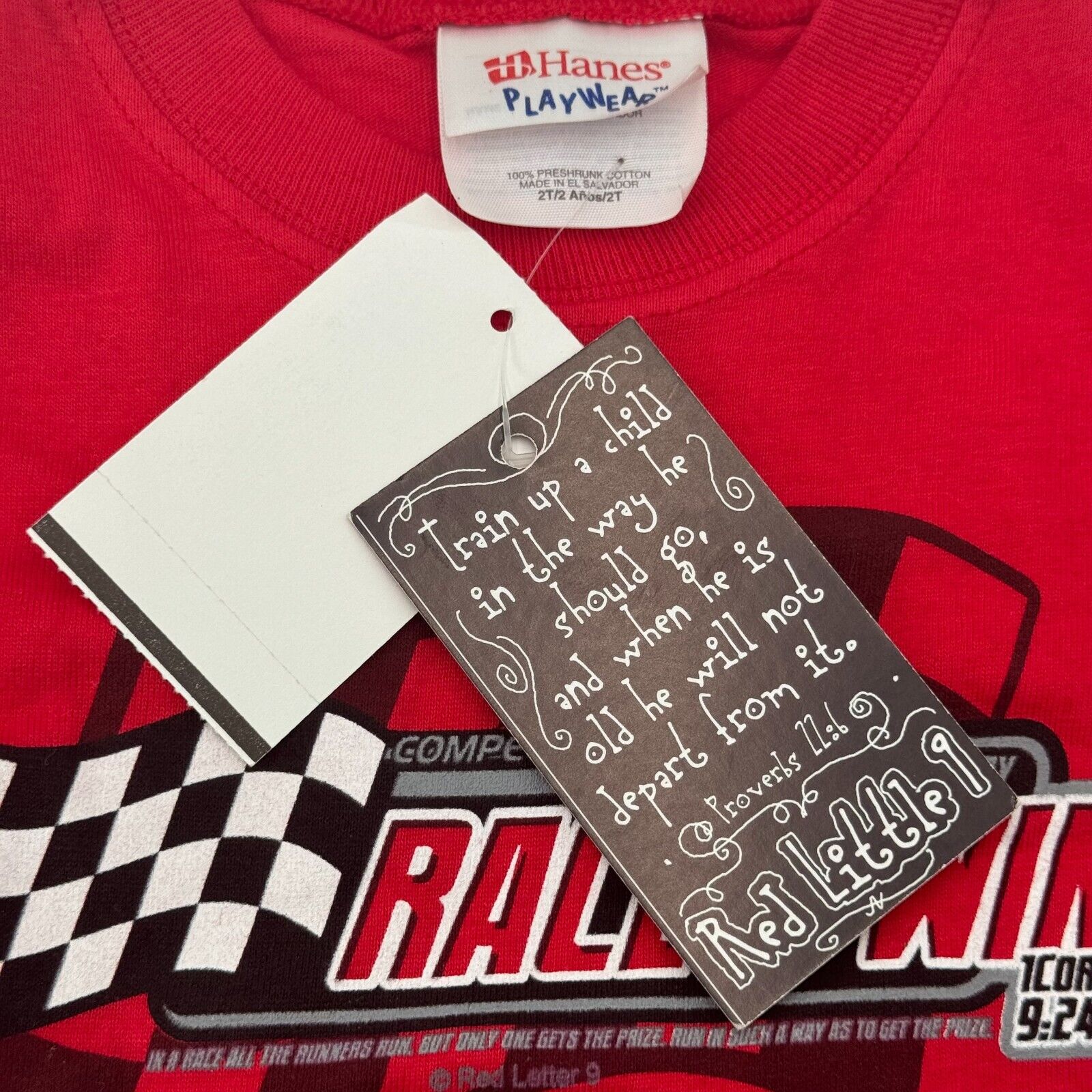 Hanes Play Wear Kids Race 2 Win Trendy Crewneck T-Shirt Red Size 2T NWT