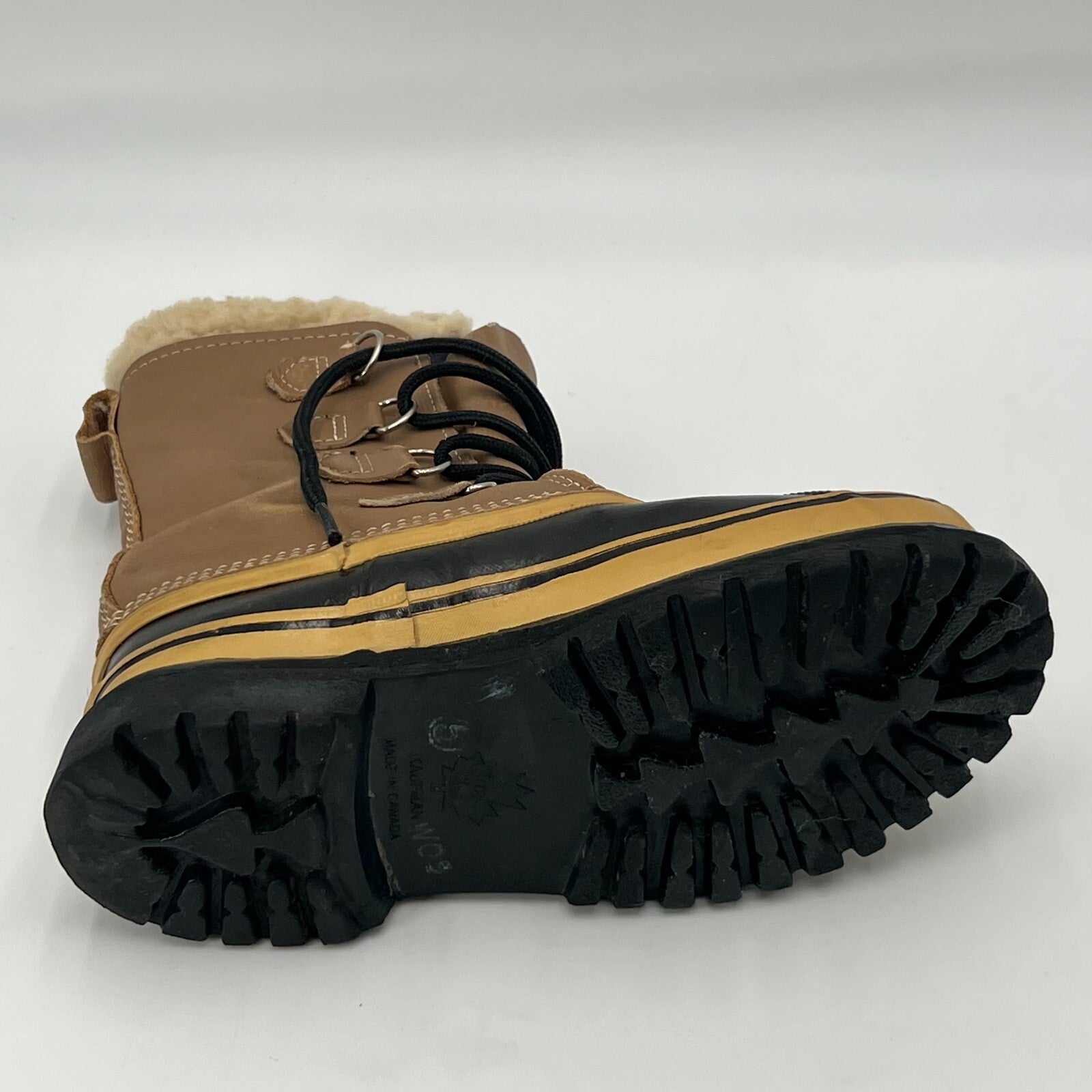 Sorel Caribou Brown Canadian Leather Rubber Wool Winter Boots Womens Size 5 US