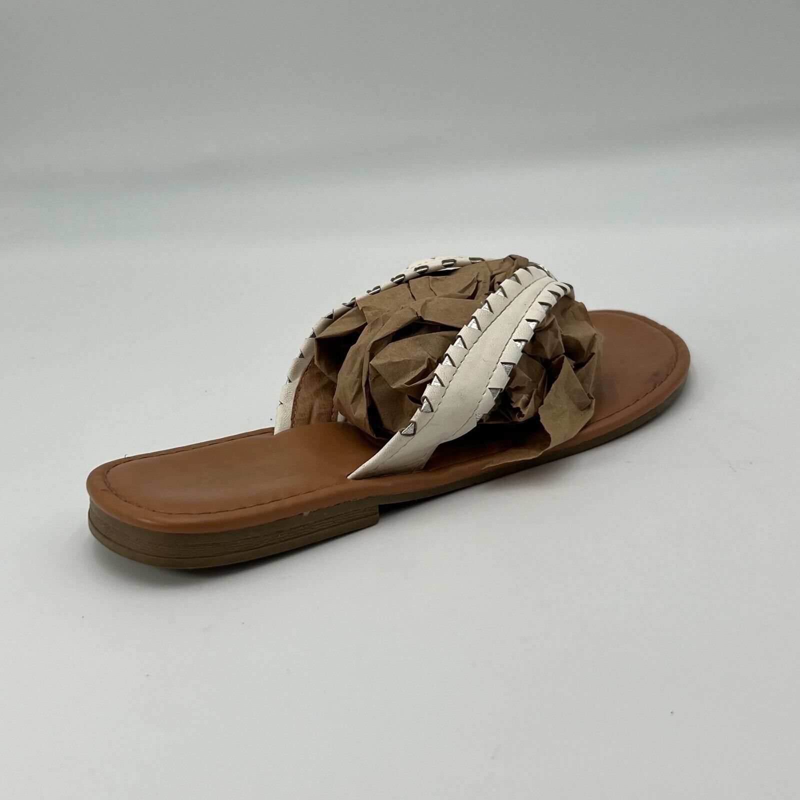 Sonoma Goods For Life Sandal Thongs White Silver Tan Flats Womens Size 8