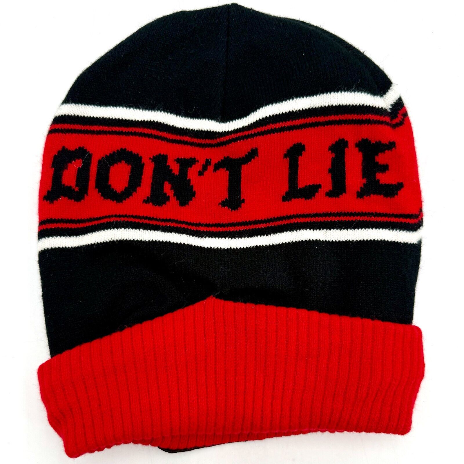 Stranger Things "Friends Don’t Lie" Black Red Stripe Beanie Winter OS