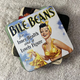 Robert Opie Vintage Style Set of 5 Cork Coasters Home Decor Washable Stackable