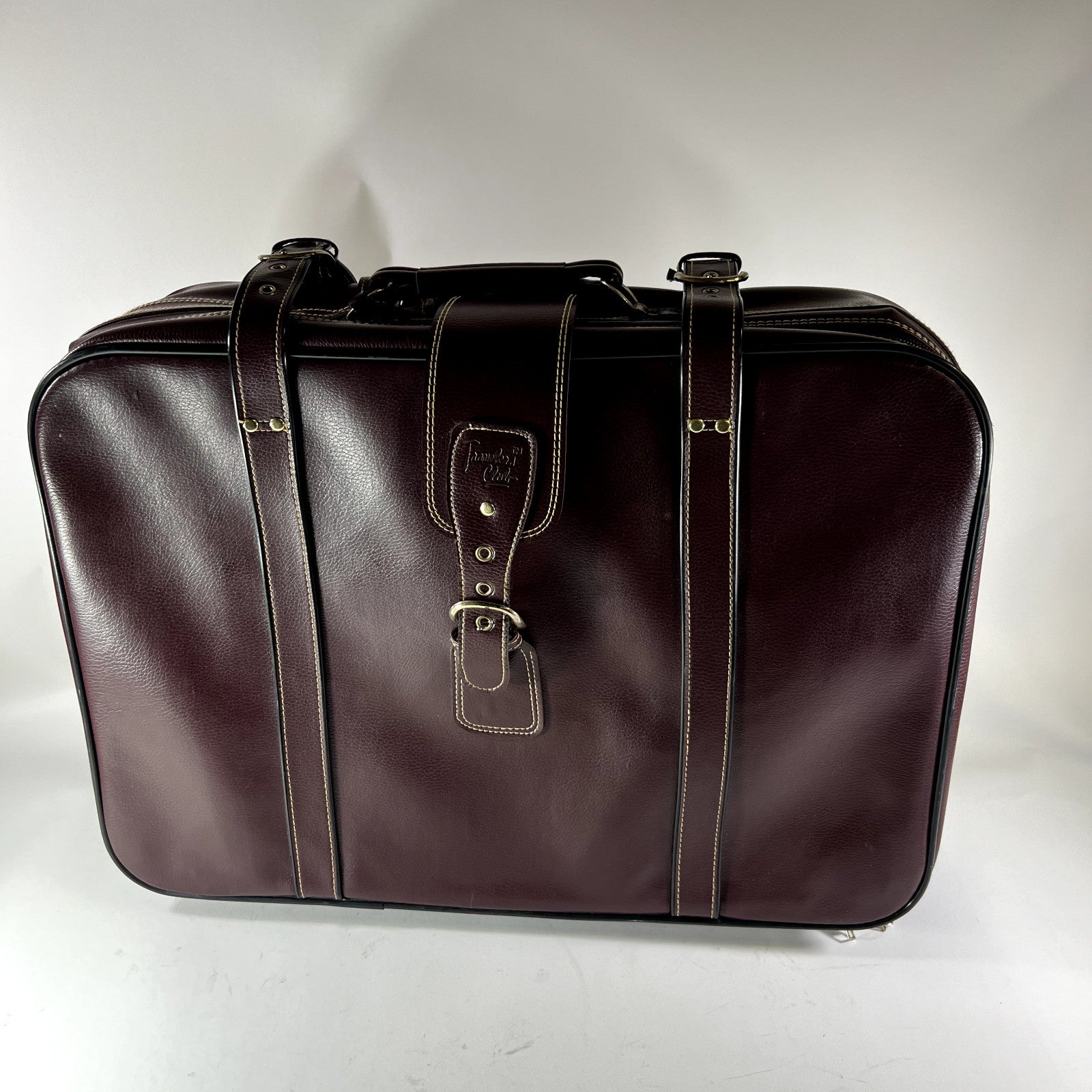 Traveler’s Club Brown Genuine Leather 2 Piece Buckle Luggage Set Vintage