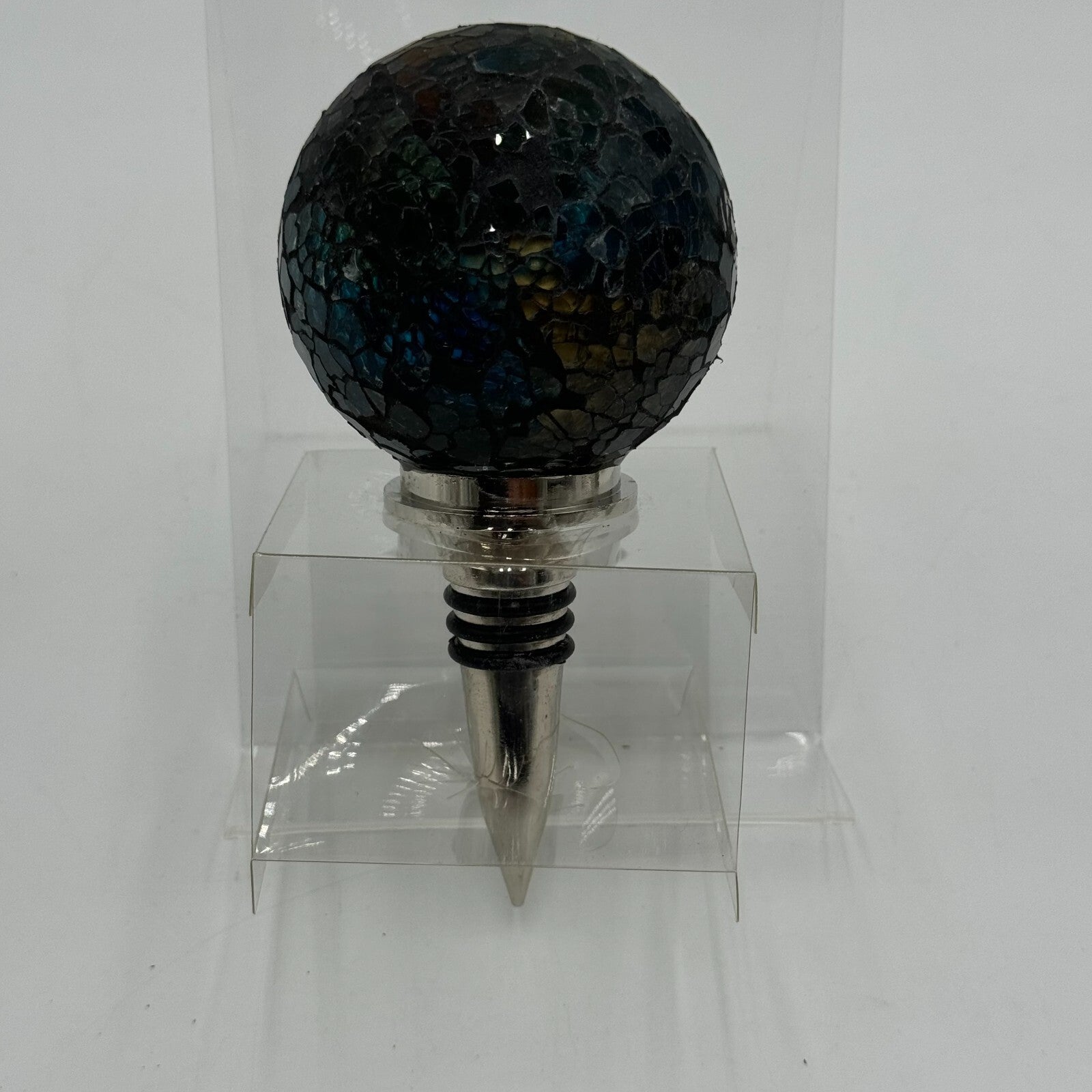 Heavens Way 3 Pack Stained Glass Globe Shaped Wine Bottle Stopper Washable NEW