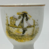 Vintage Gilded Gold Rimmed Porcelain Holly Hobbie Sitting Painted Egg Cup 2.5”