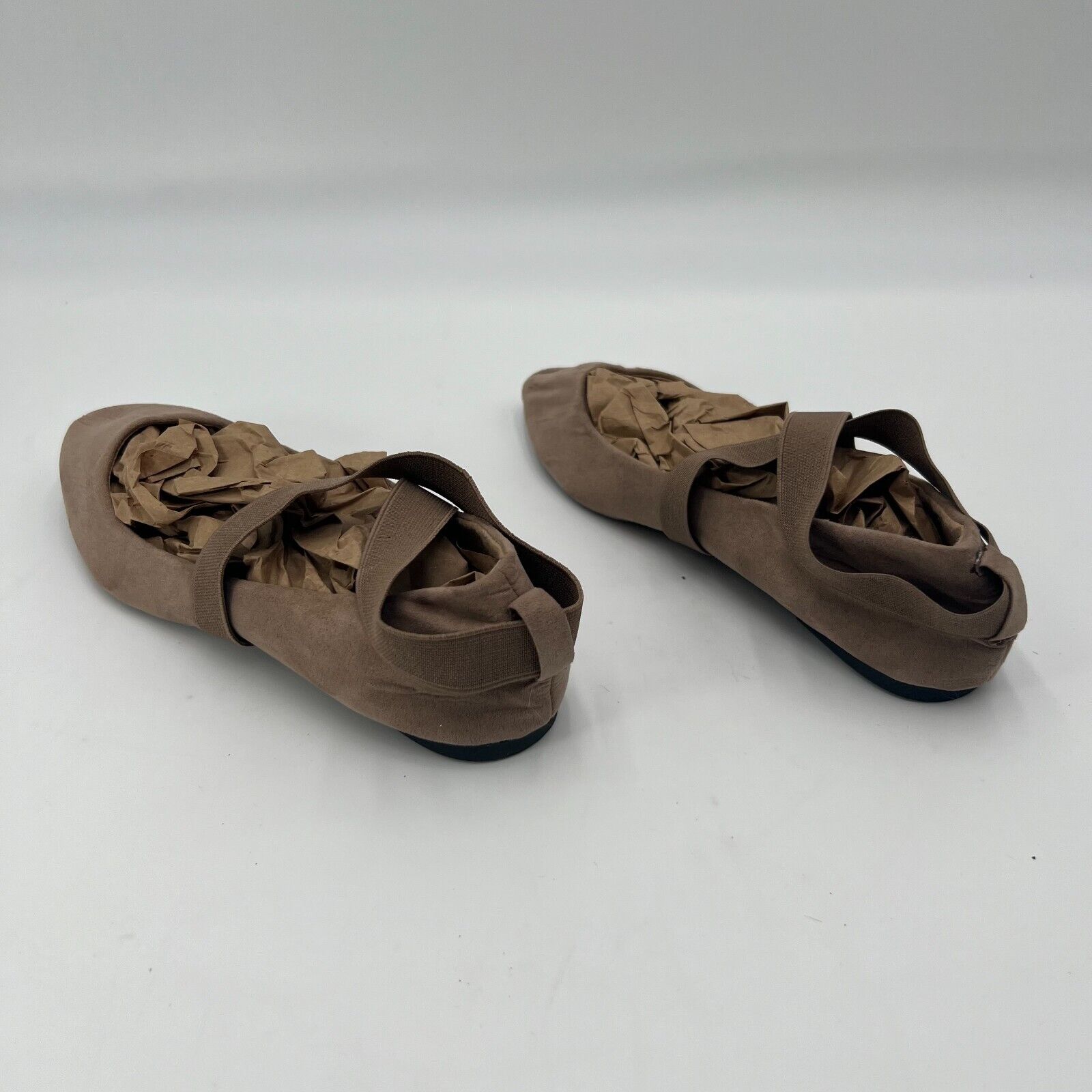 Charles Albert Womens Elastic Straps Suede Ballet Style Flat Brown Size 7