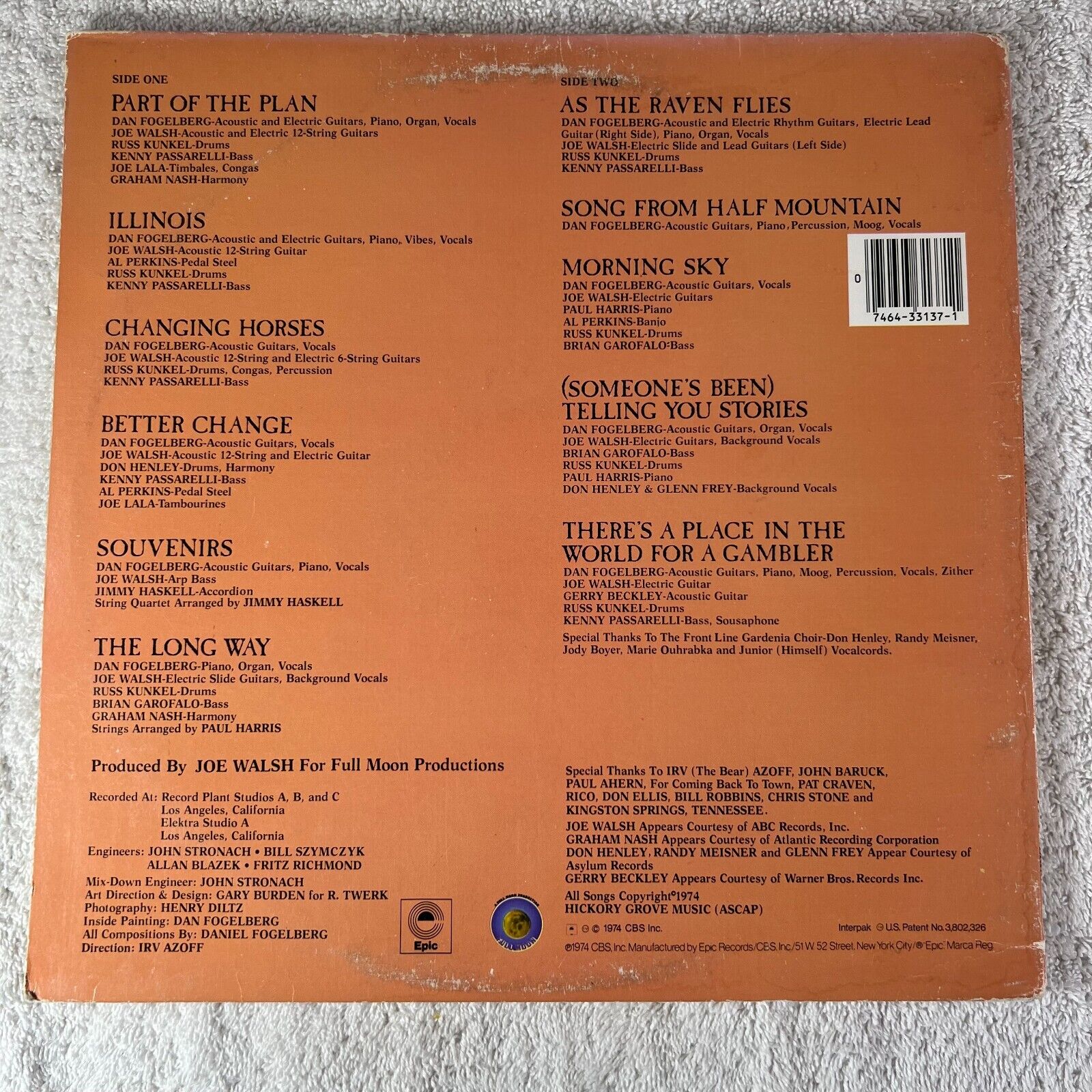 Dan Fogelberg – Souvenirs Vinyl LP Epic – KE 33137 ROCK POP