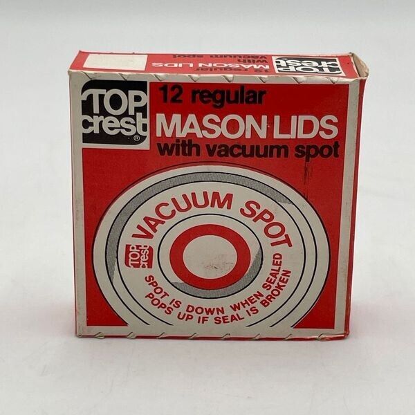 Lot of 8 Boxes - Vintage Top Crest Regular Mason Lids with Vacuum Spot 12pk NIB