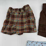 Lot of 3 NB Baby Clothes Newborn Cargo Shorts 0-3M Footie Leggings Blue Brown