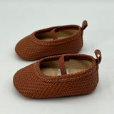Baby B'gosh Woven Pattern Slip On Mary Jane Shoes Tan Comfy Size New Born