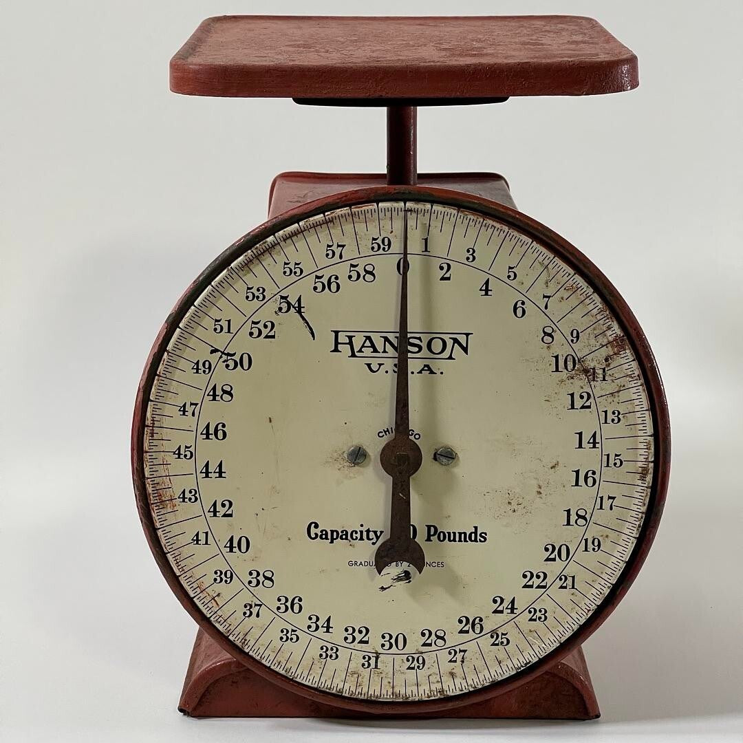 Vintage Red Hanson 60lb Utility Scale - Made in the USA