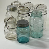 Vintage Lot of 8  Assorted Brands & Glass Mason Jars Decor Storage Organizer