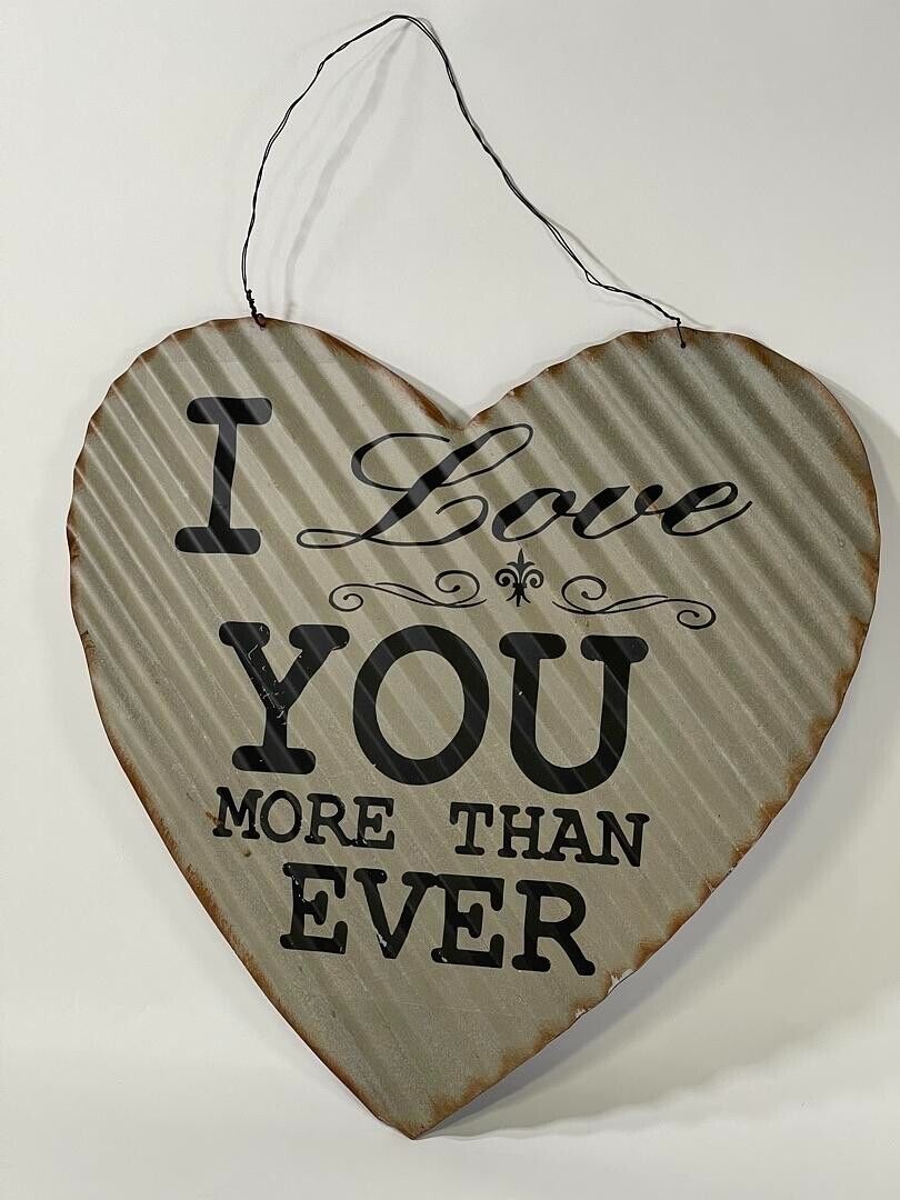 Inspiring Metal Wall Decor "I Love You More Than Ever" Heart Sign