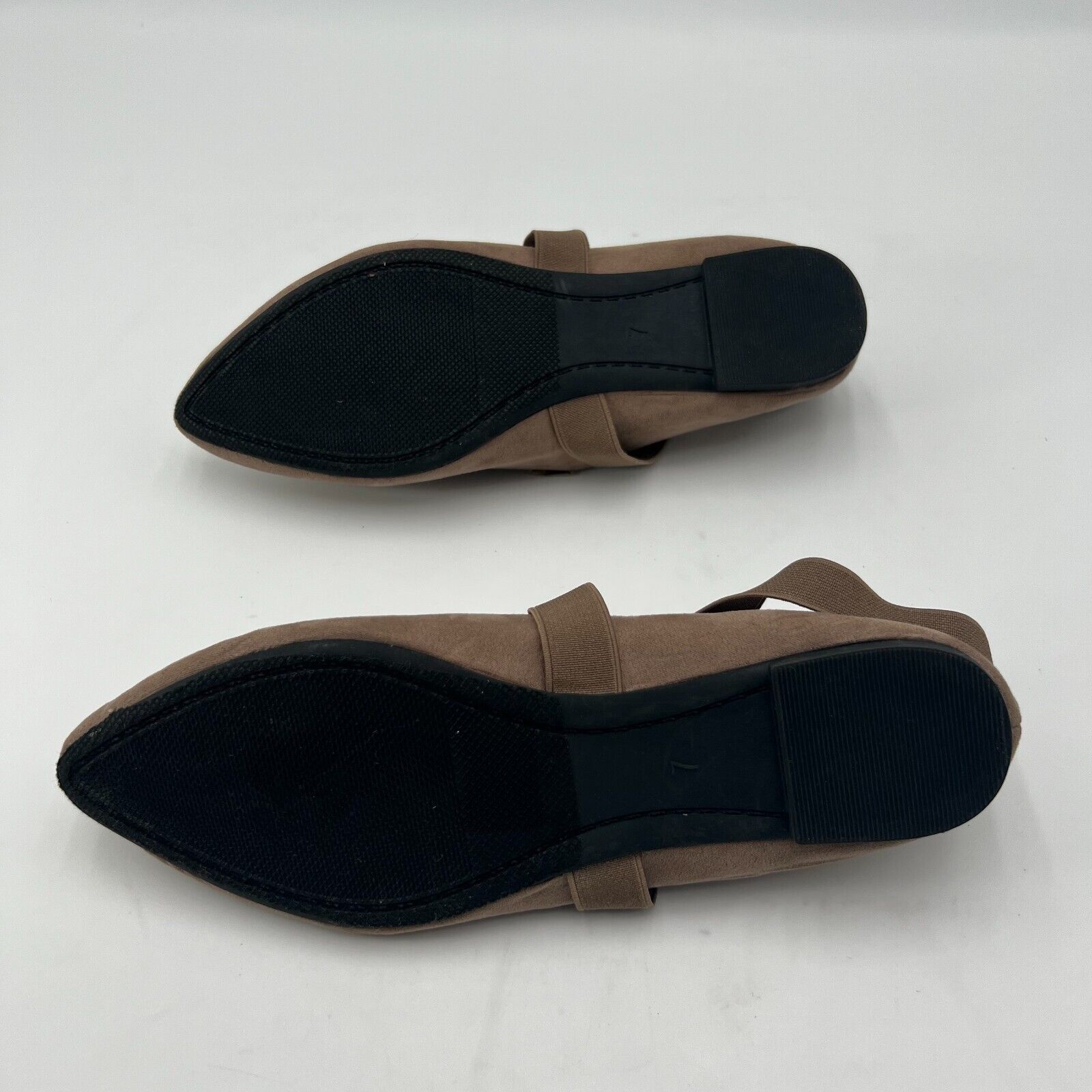 Charles Albert Womens Elastic Straps Suede Ballet Style Flat Brown Size 7
