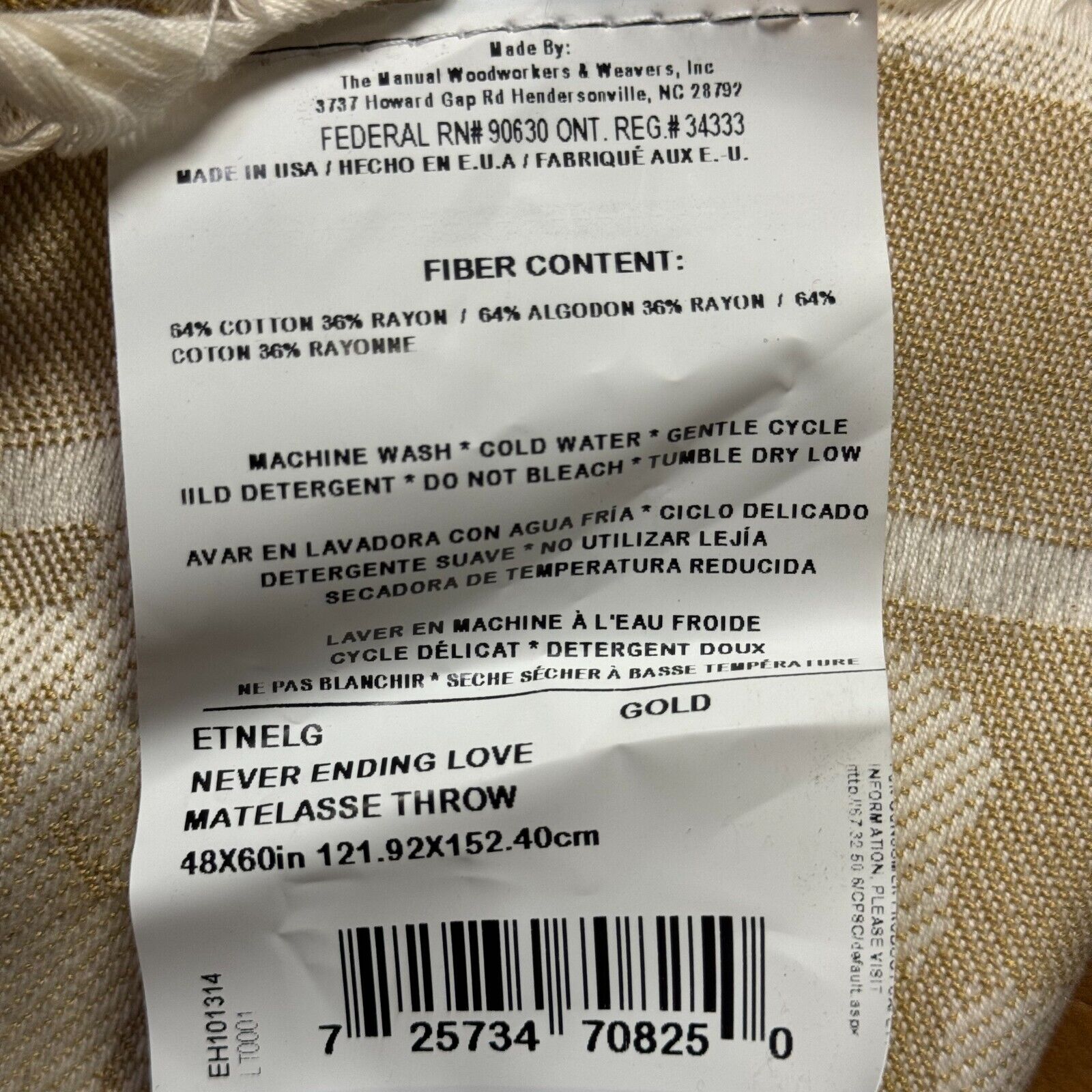 Manual Woven "Never Ending Love" Matelasse Throw 48x60in Tapestry Silver Grey