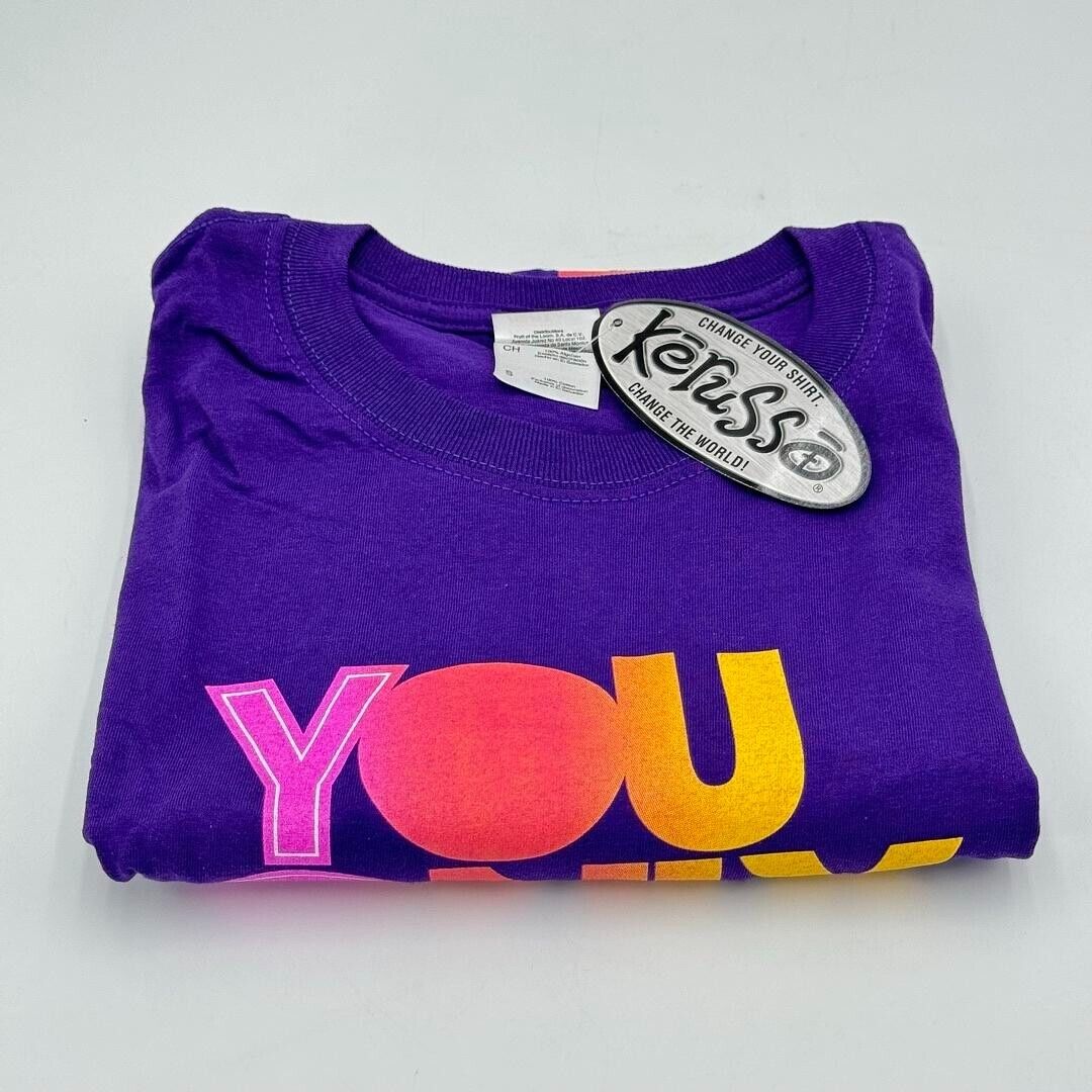 Medium Adult Kerusso Purple Neon You Only Live Forever Christian T-Shirt NWT