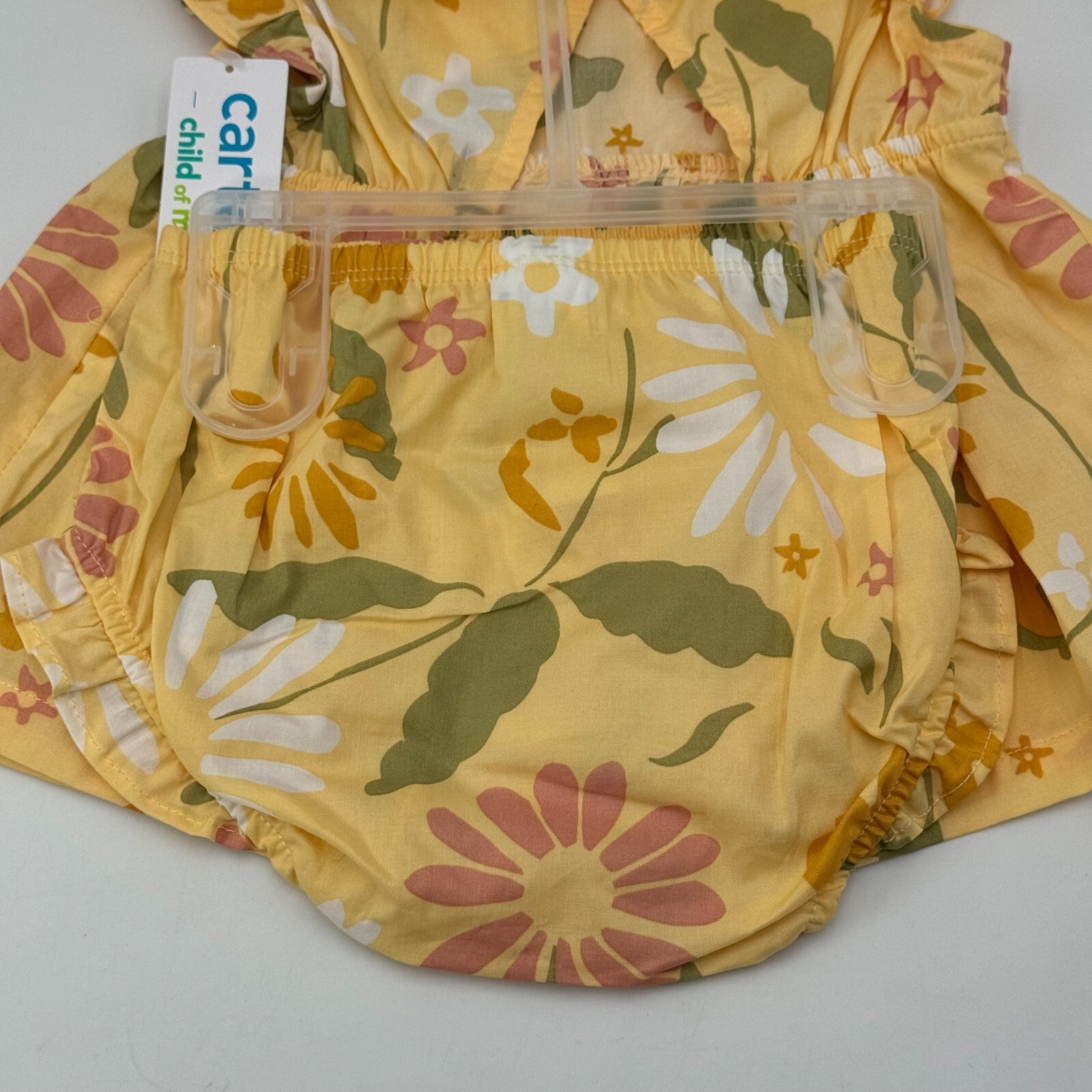 Set of 2 Carters 3 Piece Outfits Pink Yellow Floral Bodysuit Shorts Size 18M NWT