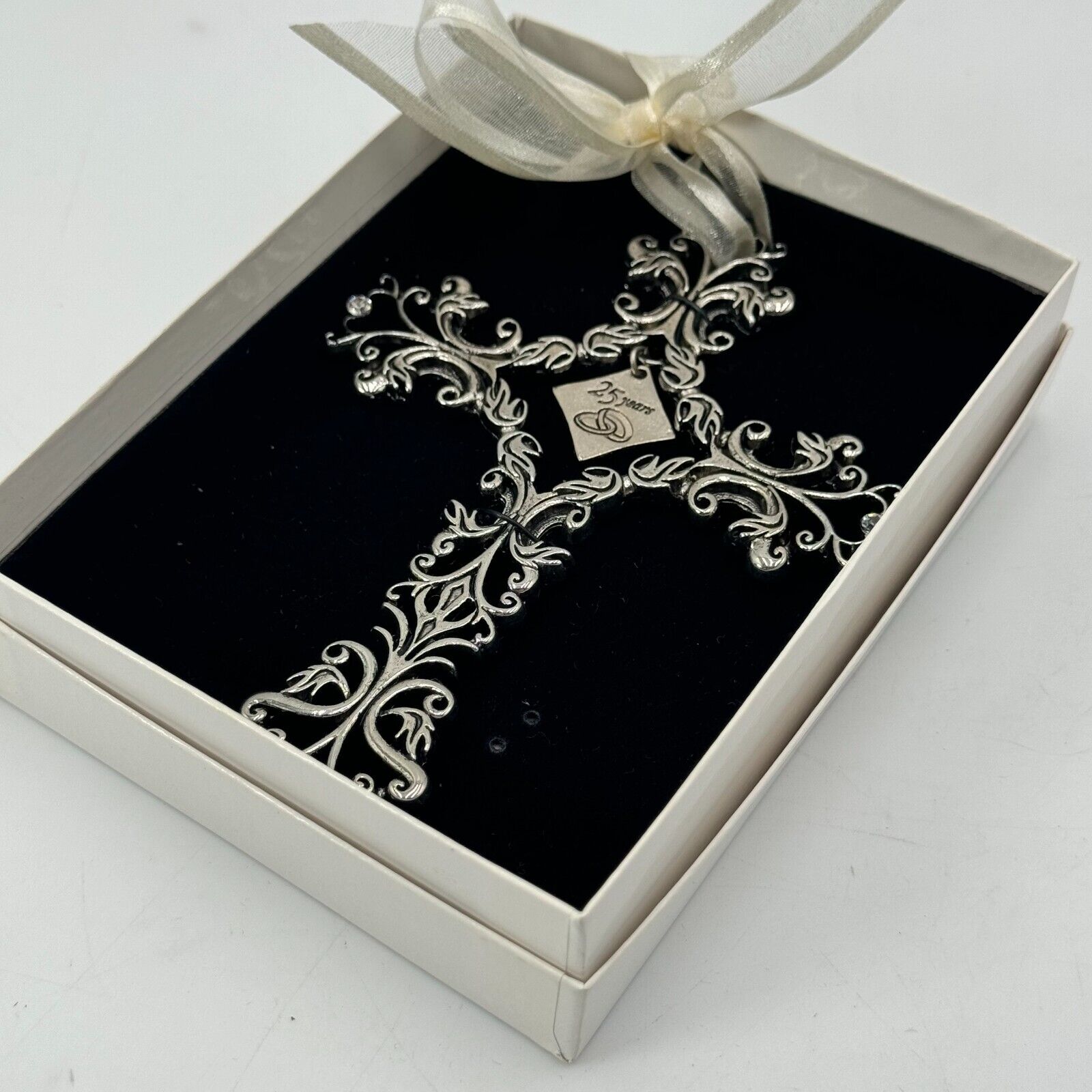 25 Years Silver Anniversary Celebration Gift Set Decor Cards Cross Heart New