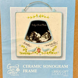 Russ Ceramic Sonogram Frame Blue Grow in Grace Baby Pictures Wall Hang/Stand NIB