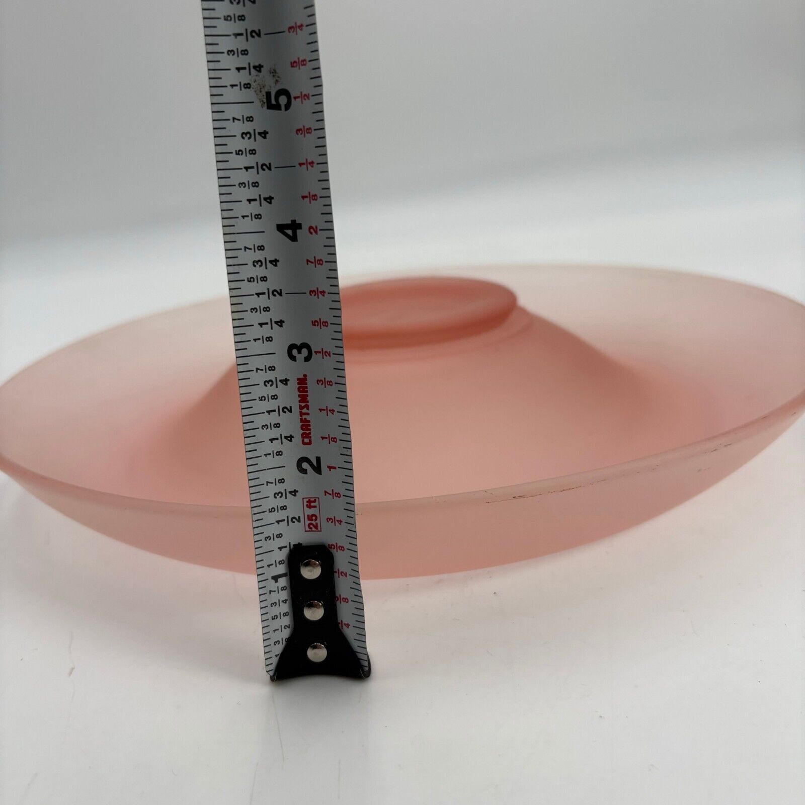 Vintage MCM Grandma Frosted Pink Depression Glass Rolled Edge 12" Console Bowl
