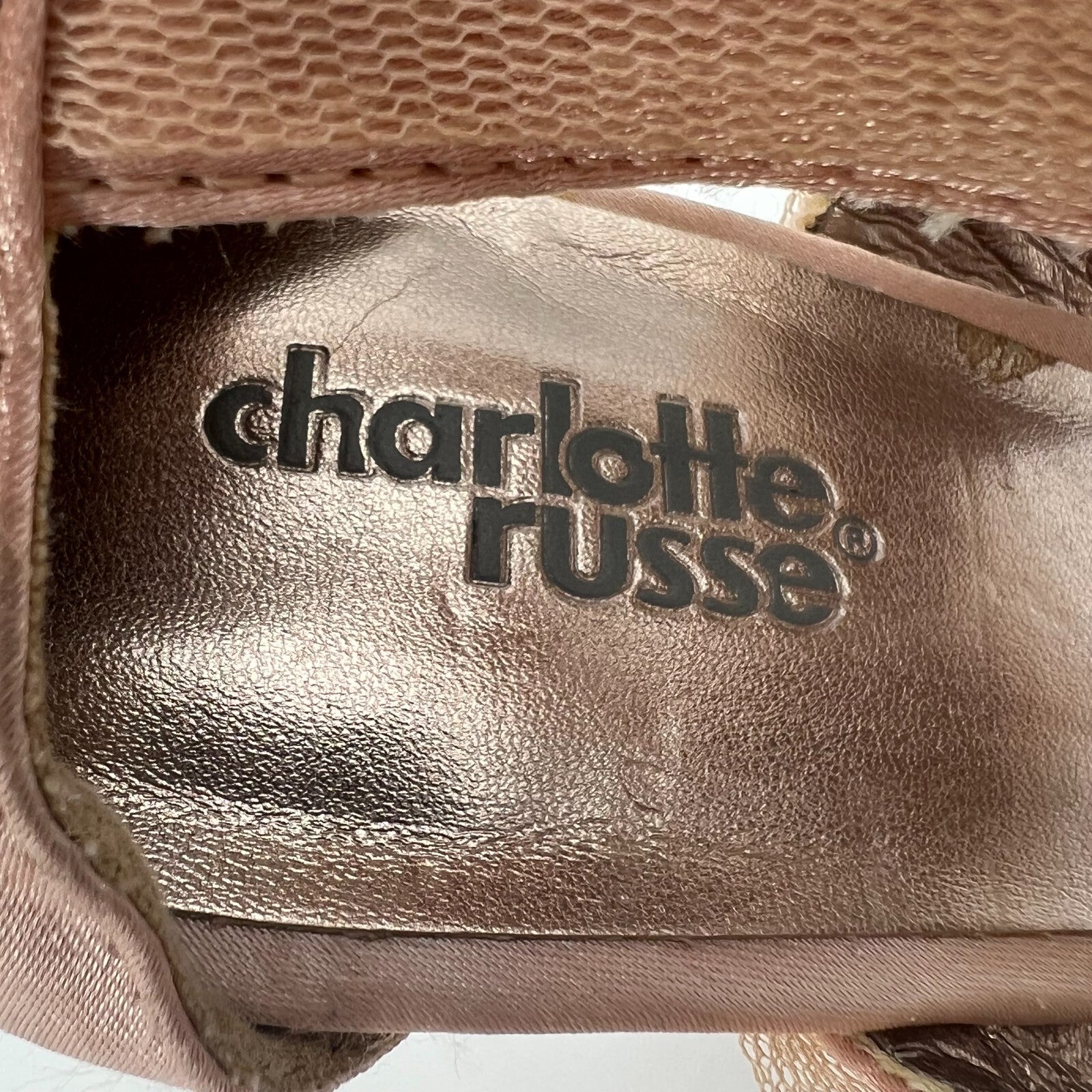 Charlotte Russe Tutu Stiletto Peep Toe Pink Mesh Platform Bow Lace Accent Size 8