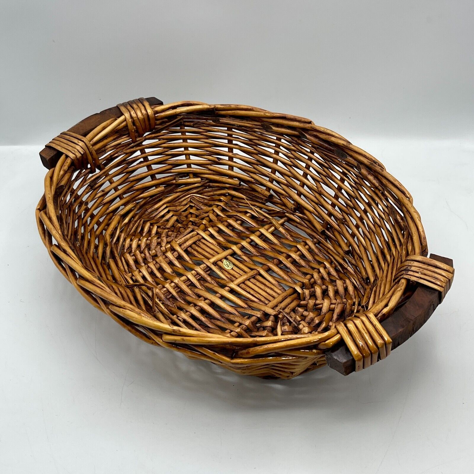 Lot of 2 Vintage Handwoven Wood Baskets