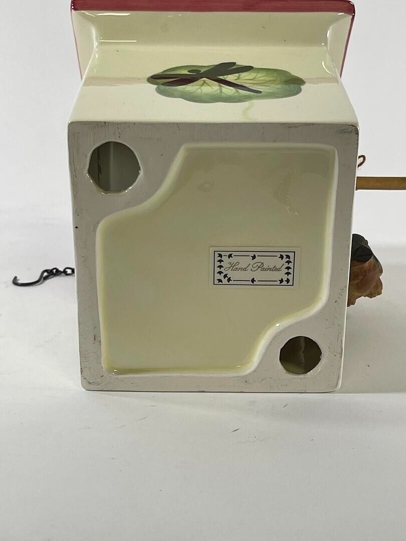 Hand-Painted Beautiful 9x7 in Ceramic Bird Feeder with Hanging Chain