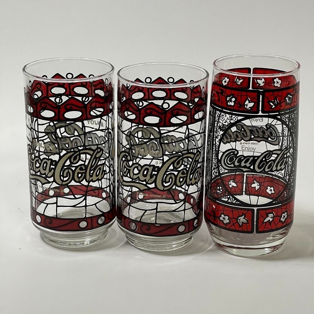 Vintage Coca-Cola Classic Advertising Tiffany Style Stained 16oz Drinking Glass