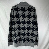 Ann Taylor Factory Womens Gray Cuffed Houndstooth Turtleneck Sweater Size XL