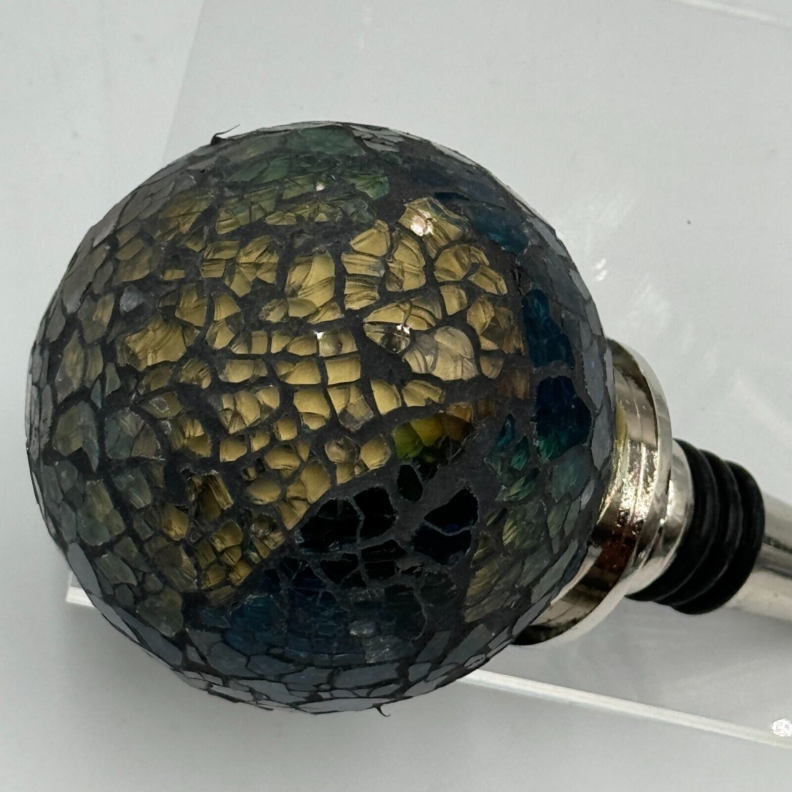 Heavens Way 3 Pack Stained Glass Globe Shaped Wine Bottle Stopper Washable NEW