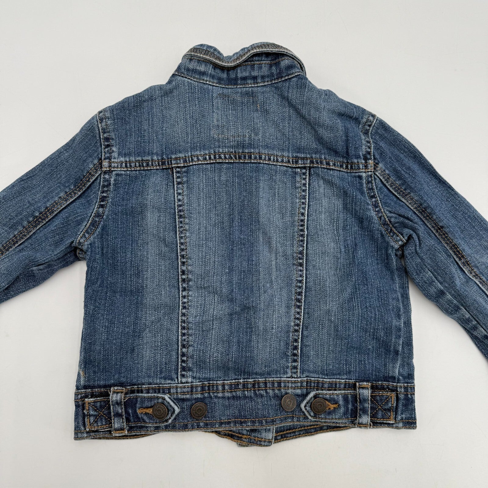 Old Navy Unisex Kids Denim Jacket Blue Collared Button Long Sleeve Size Small